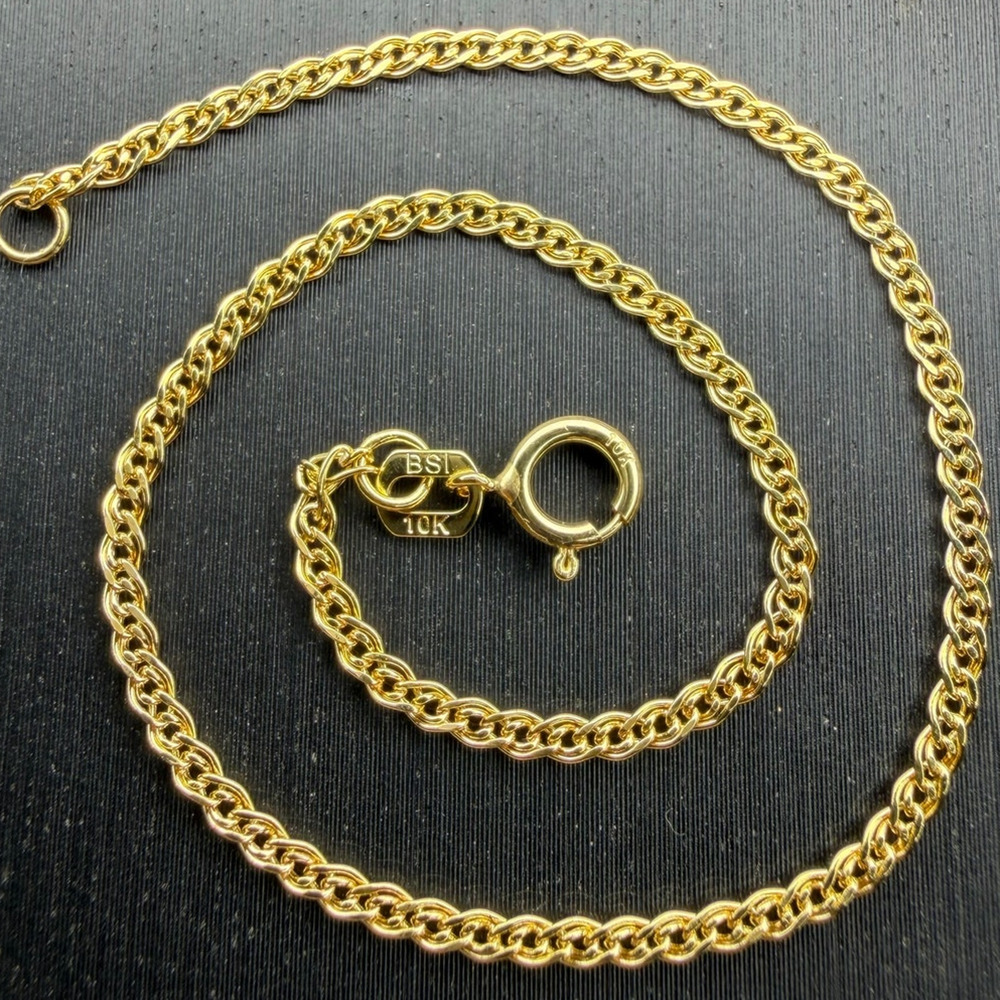 Solid 10k Italian Yellow Gold Nona Link Bracelet 7” Long 2mm Wide
